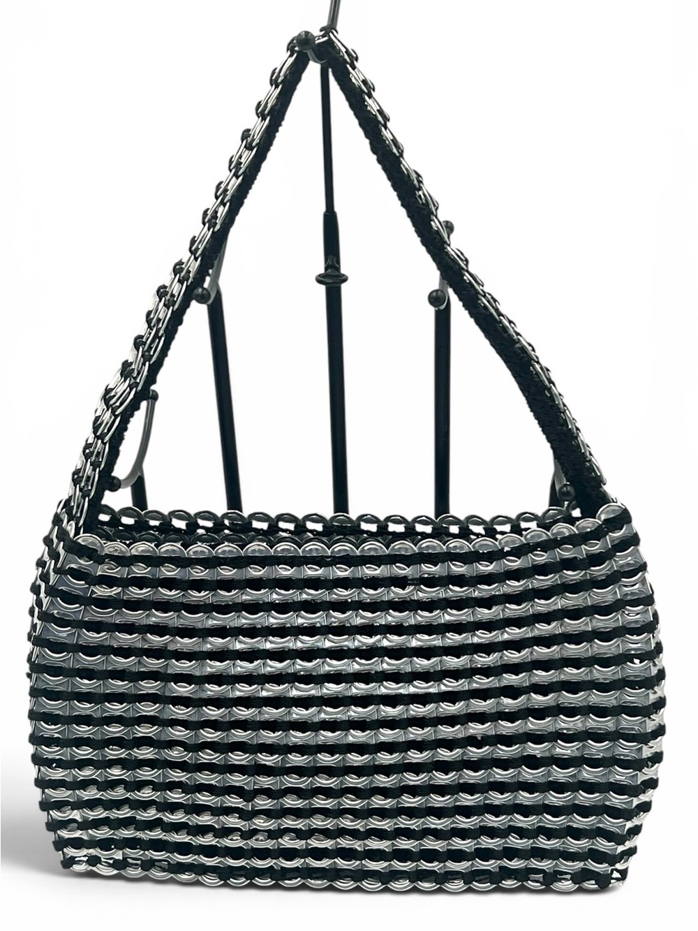 Escama Studio Socorro Black Pop Tab Crochet Shoulder Bag Fair Trade EUC